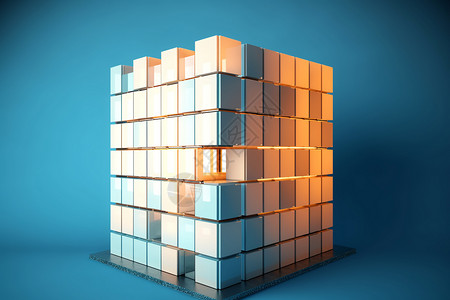 三维立体方块创意模型背景图片