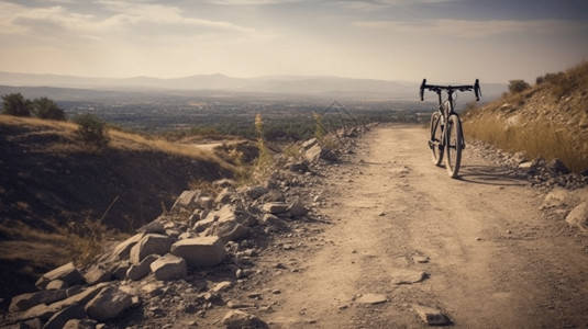 古风土道素材越野道路上的山地自行车背景