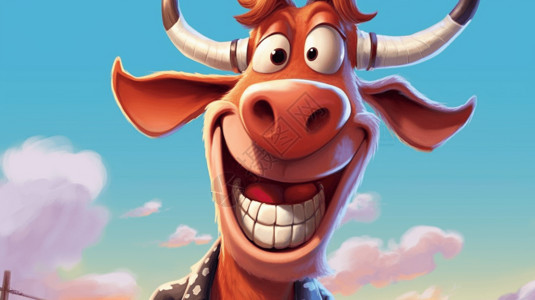 牛头笑脸的卡通头像背景图片