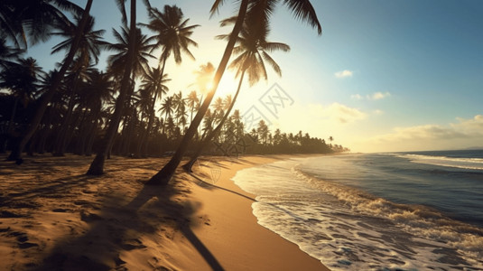 阳光下的金色沙滩背景图片