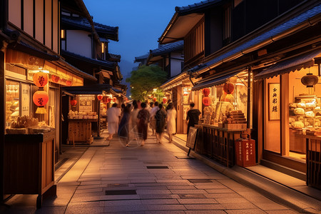 传统商业街建筑背景