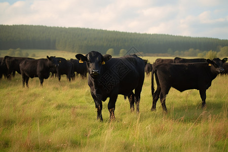 黑牛在草原上高清图片