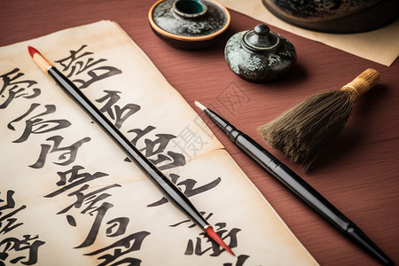 加油艺术字传统的东方书法背景