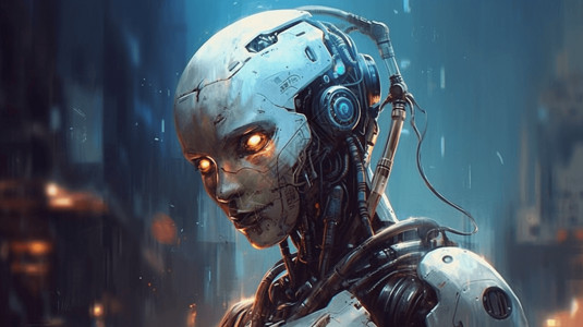 未来派机器人插图背景图片
