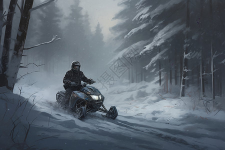 骑着雪地摩托的男子图片