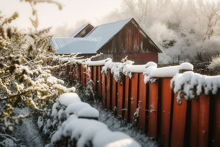 户外雪景中的房屋图片