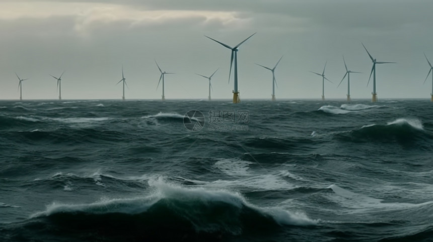 巨大的海上风电场图片