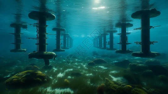 深度潜水水下潮汐涡轮机背景