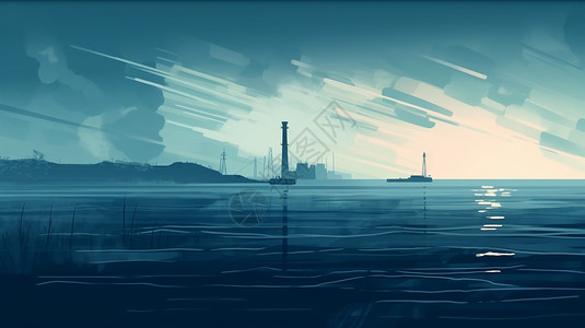 海洋发电厂插图背景图片