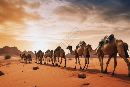 两个驼峰骆驼沙漠中的动物背景