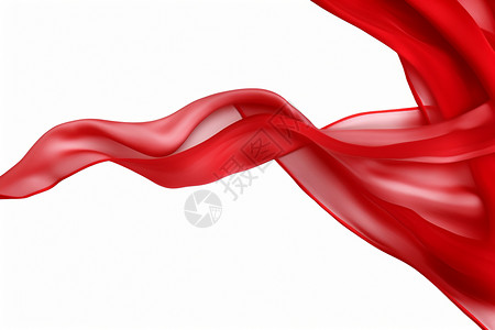 红色的丝带波浪纺织品高清图片