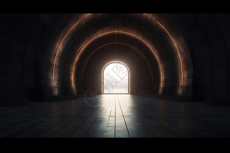 光弧形创意的弧形隧道设计图片