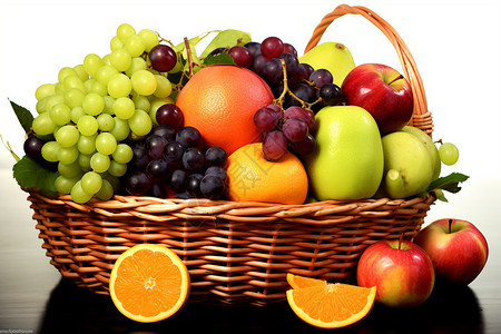 有各种水果的水果篮背景图片