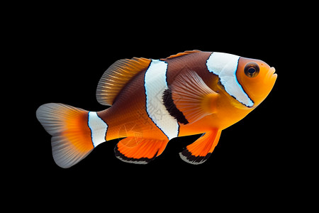 彩色鱼类橙色小丑鱼插画