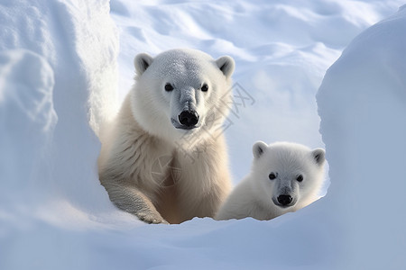 两只小熊碰爱心母熊教小熊捕猎背景
