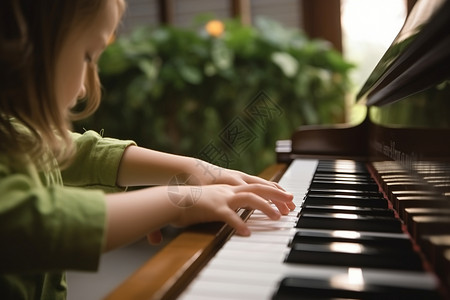 学习弹钢琴的儿童高清图片