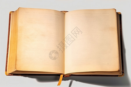 泛黄的旧书打开空白页高清图片