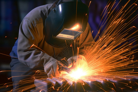 工人手工焊接钢件背景图片