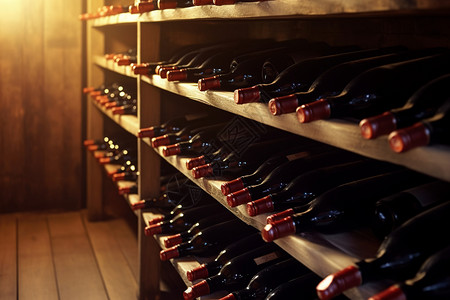 地窖一排排的红酒瓶背景