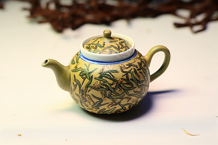 黄色的茶壶背景图片