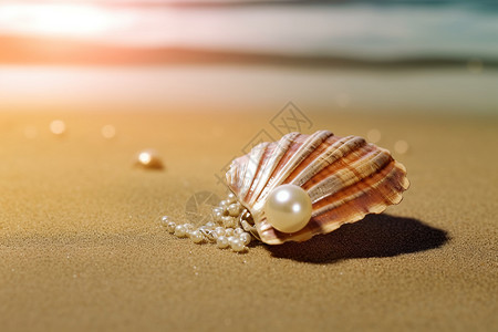 热带的贝壳海岸海珍珠高清图片