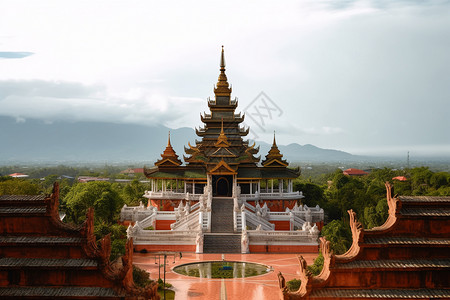 云南的佛寺背景图片
