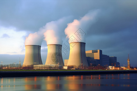 反应堆冒烟的核电站背景
