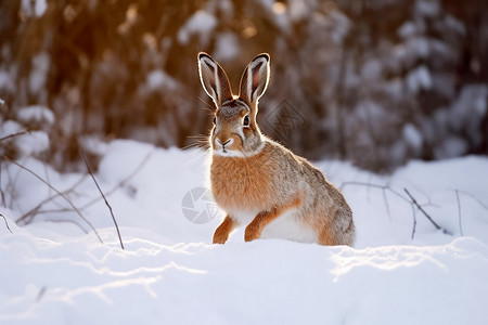 雪地里小兔子狡猾的兔子背景