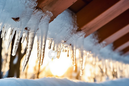 屋檐的冰柱寒冬水晶屋高清图片