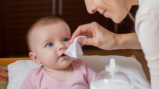 宝宝纸巾擦拭宝宝的眼睛背景