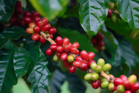 未成熟的咖啡豆高清图片