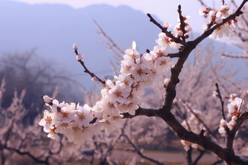 春天盛开的杏花图片