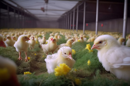 小鸡吃食物农场雏鸡高清图片