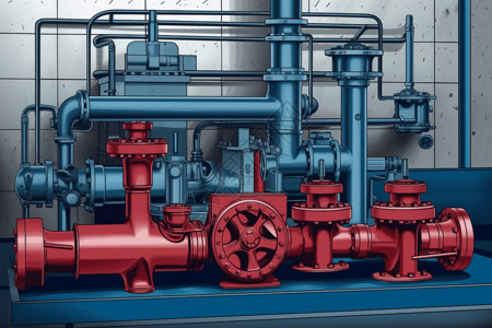 水泵设备素材红色的水泵插画