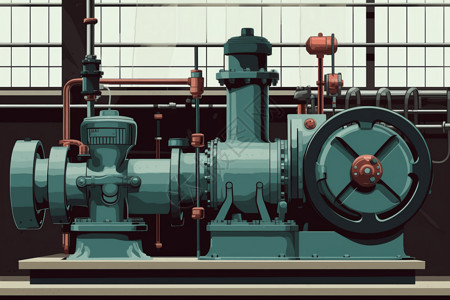 维护设备传统的工厂水泵插画