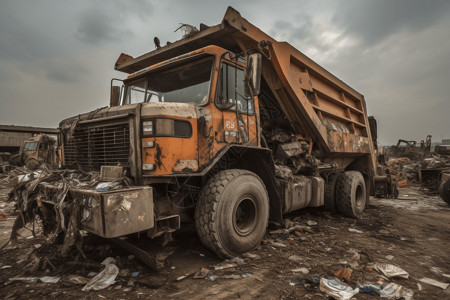 废弃运送运送废物的垃圾车背景