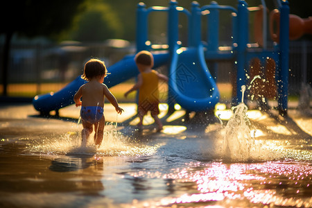 儿童水上儿童在水池中玩耍背景