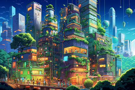梦幻生态城市背景图片