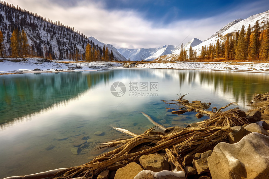 晴天下的雪山图片