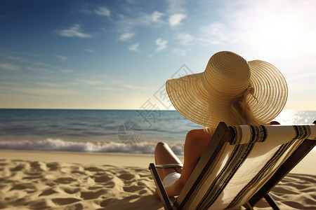 海滩游者享受阳光的爱抚高清图片