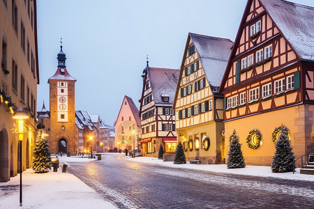 德国圣诞节德国半木结构建筑背景