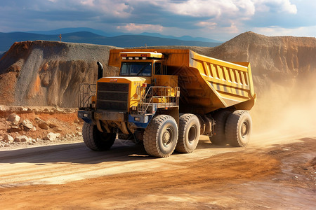 大型卡车在矿山采石场图片