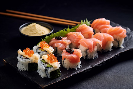 日本菜芥末章鱼寿司高清图片