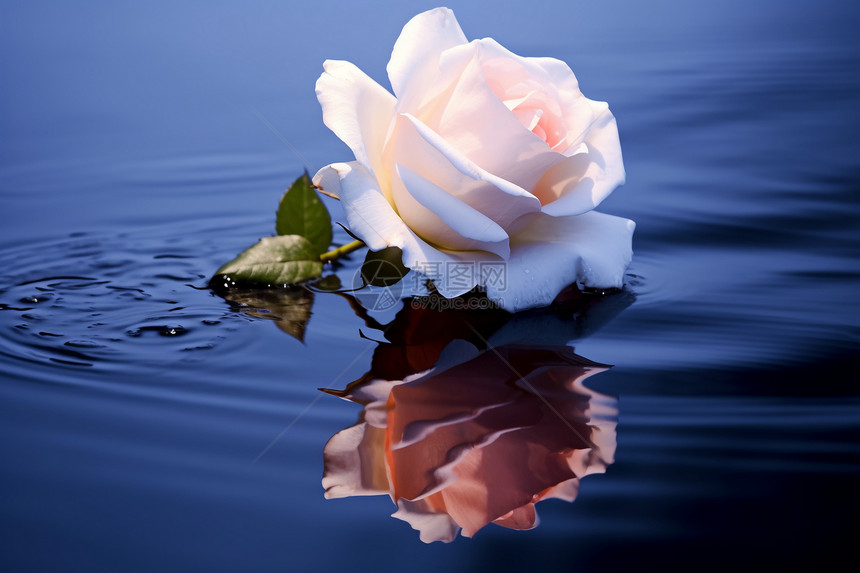 白玫瑰掉落在水中图片