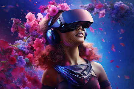 VR3D眼镜产品VR技术的身临其境的力量插画