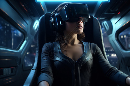 驾驶眼镜VR将您带到令人敬畏的未来插画