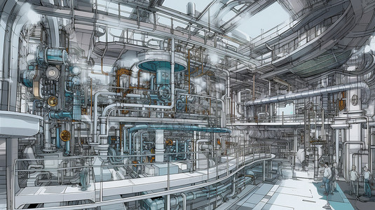 化学工厂插图背景图片