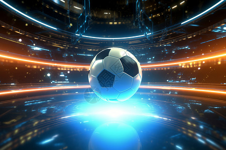 霓虹灯下的足球背景图片