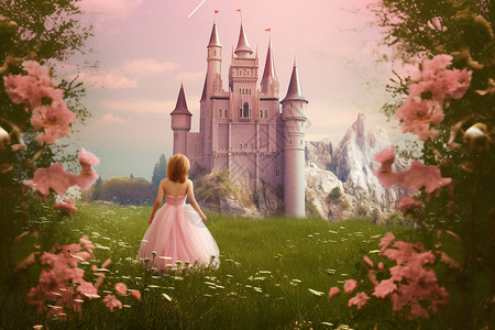 粉红色宫殿梦幻的城堡设计图片