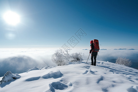 雪山的攀登背景图片